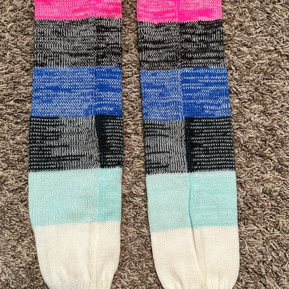 Multi color leg warmers, pink gray white mint NWOT One Size - Picture 3 of 3